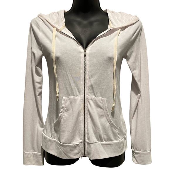 Chin Up White Zippered Hoodie - Size Small - Picture 1 of 4